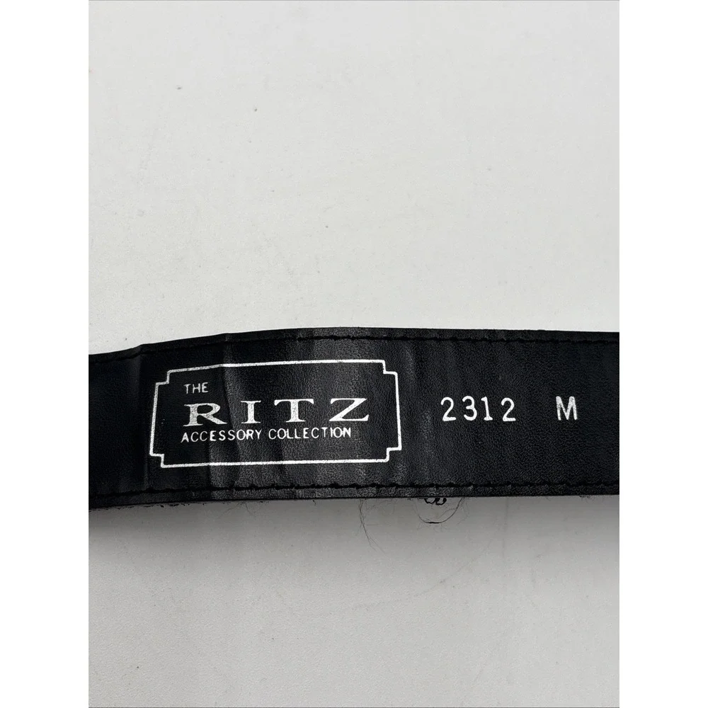 Vintage The Ritz Accessory Collection Belt 1998 Black Size M 35 Inch Silver Tone